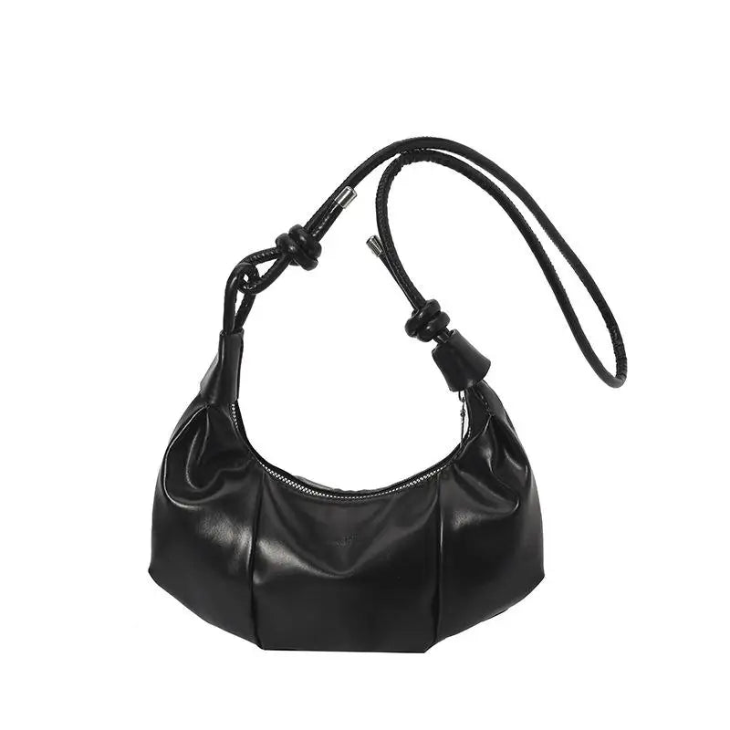 Fashionable Dumpling Shape Shoulder Bag For Women Street Trend PU Material Zipper Opening Crossbody Purse For Daily Use