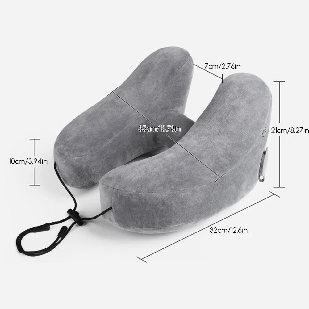 Inflatable Neck Pillow With Hat,U Shape Travel Neck Pillow,Comfort Support Inflatable Airplane Pillow,Airplane Neck Cushion