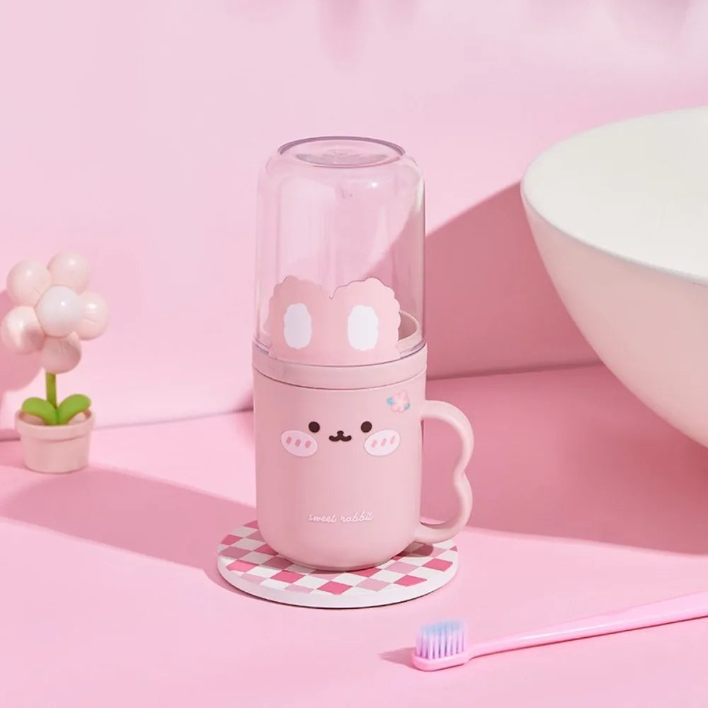 Cute Cartoon Toothbrush Storage Box Portable Mouthwash Cup Plastic Wash Cup for Travel