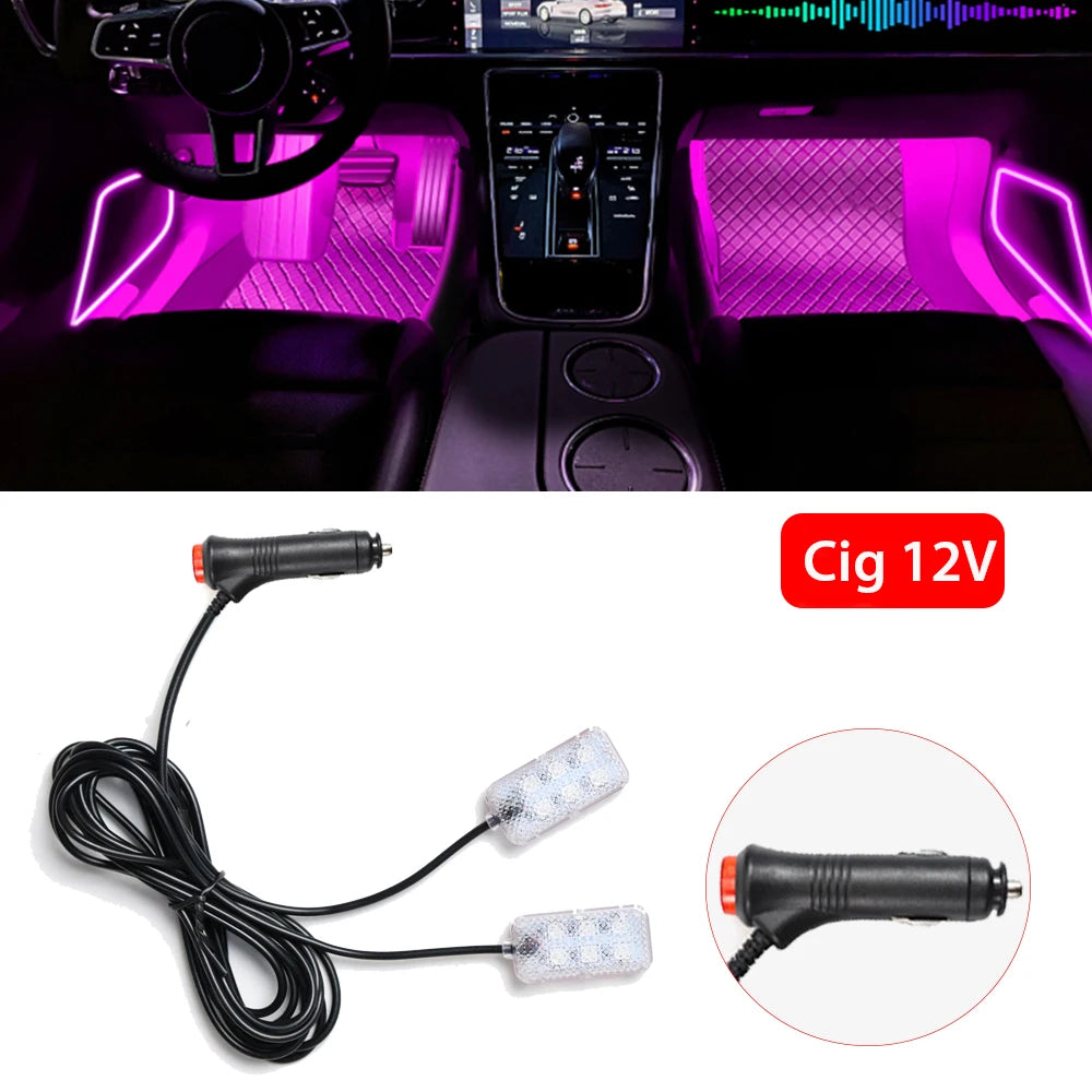 Foot Light Car Accessories ﻿LED Car Interior Ambient Foot Light with USB Atmosphere Decorative Lamps
