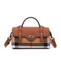 Women's New Style Summer Trendy Casual Versatile Canvas Plaid Small Square Genuine Leather Crossbody Bag