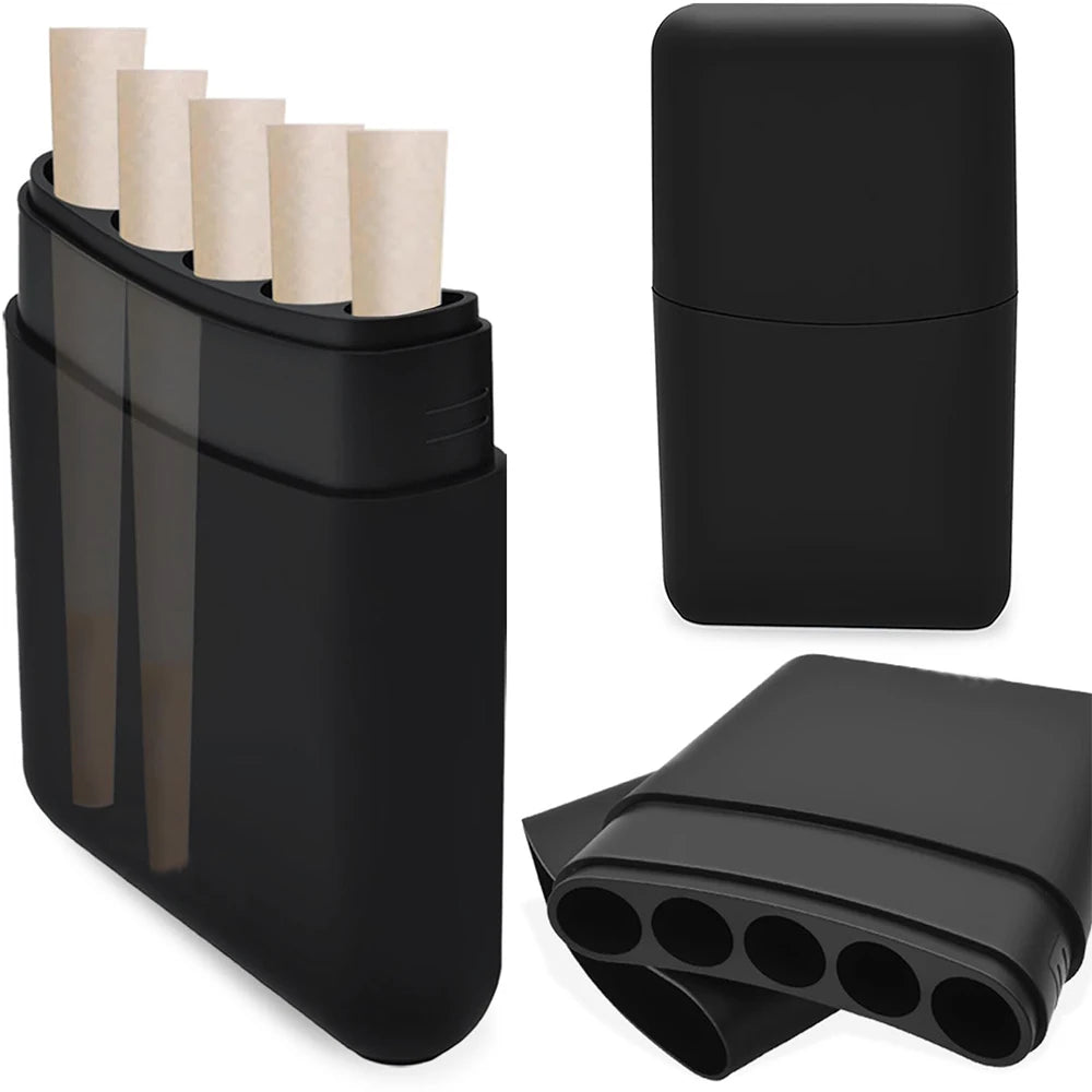 1pcs Solid Color Design 5-Hole Plastic Stash Box Pre-Roll Cone Holder, Odor-Proof & Waterproof Smoking Accessories Organizer