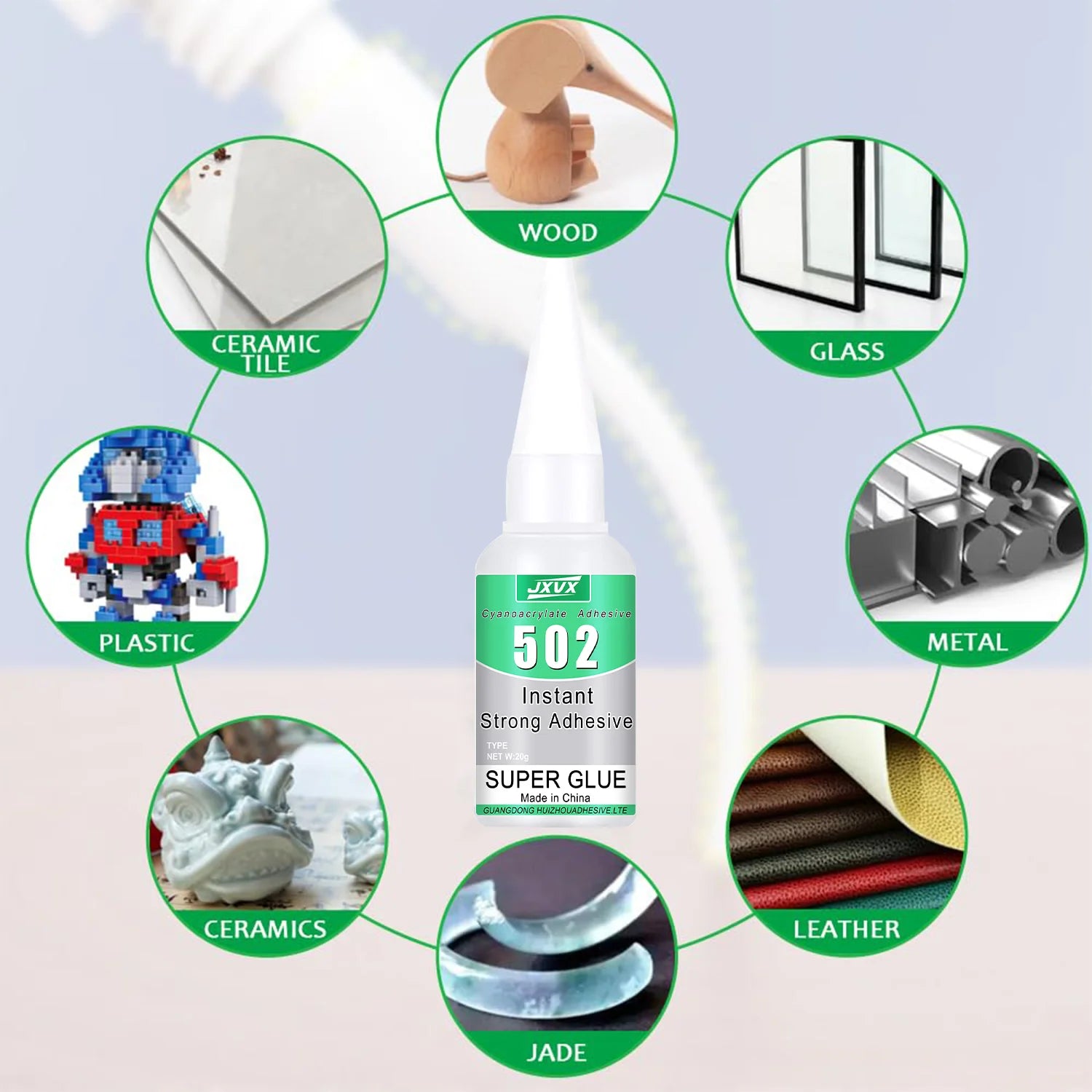 10PCS 20mL 502 Super Glue Strong Quick-Drying Adhesive Universal Instant Transparent for Metal Wood Rubber Leather Bond Repair.