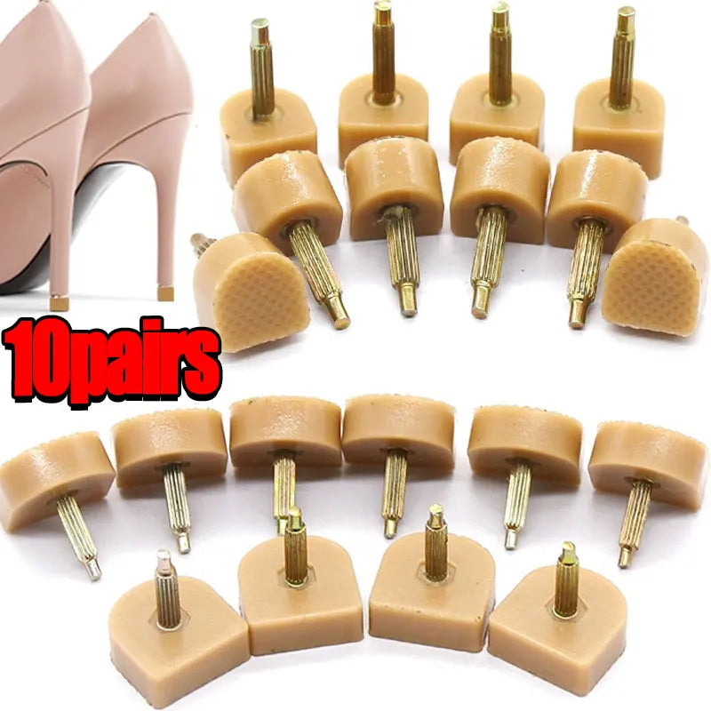 20pcs New High Heel Repair Tips Pins For Women Black Shoes High Heel Tips Taps Dowel Lifts Replacement Heel Stoppers Protectors