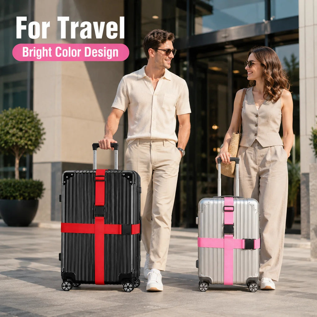4Pcs Luggage Straps Adjustable Suitcase Belts Webbing Travel Bag Secure Buckle for 20 to 32 Inch Suitcase Trip Accessories Pack