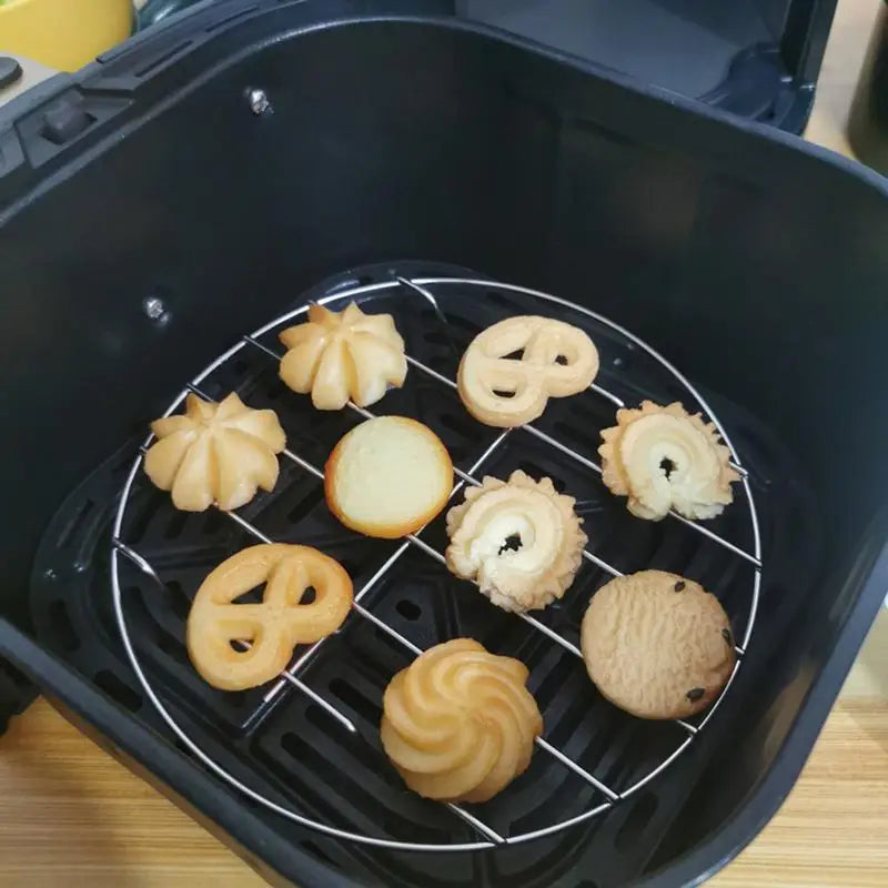 6/7/8 Inch Baking Air Fryer Rack Kitchen Grill Holder Air Fryer Accessories  Stainless Steel Baking Tray Round Barbecue Rack
