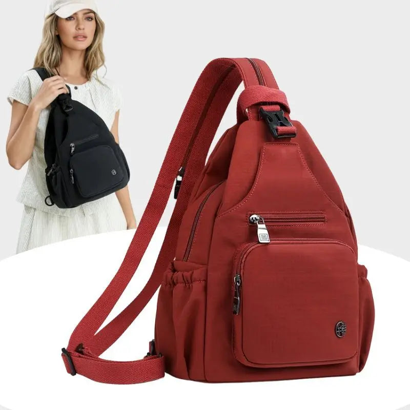 Women's Multifunctional 3-in-1 Shoulder Chest Bag, Convertible Small Backpack & Crossbody Fanny Pack, Lightweight Nylon Purse