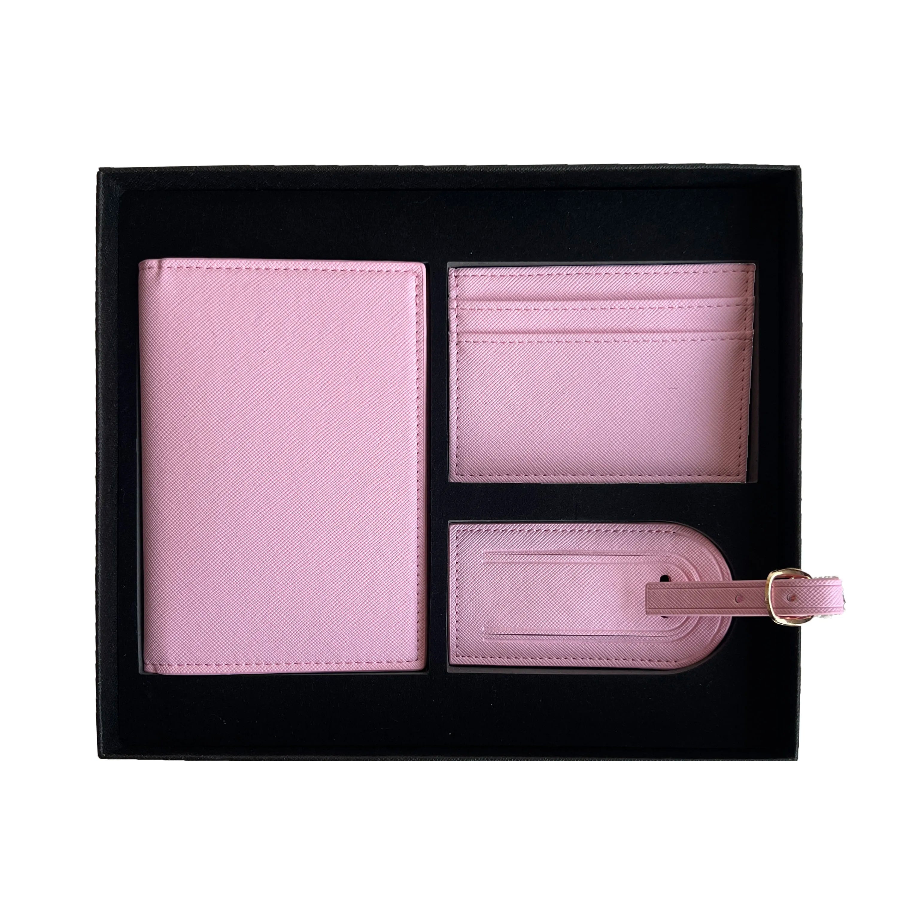 Free Custom Name Initial Gift Box Set Crocodile Leather Passport Cover  Luggage Tag Cardholder Travel Accessories