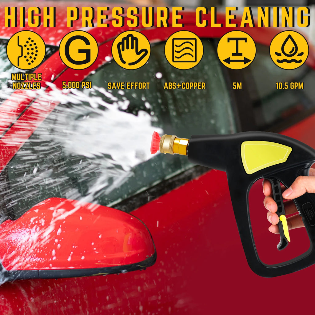 High Pressure Household Cleaning Machine 5000 PSI Hose Connector Sprayer Foam Sprayer Water Gun Tool for Car Home Cleaning
