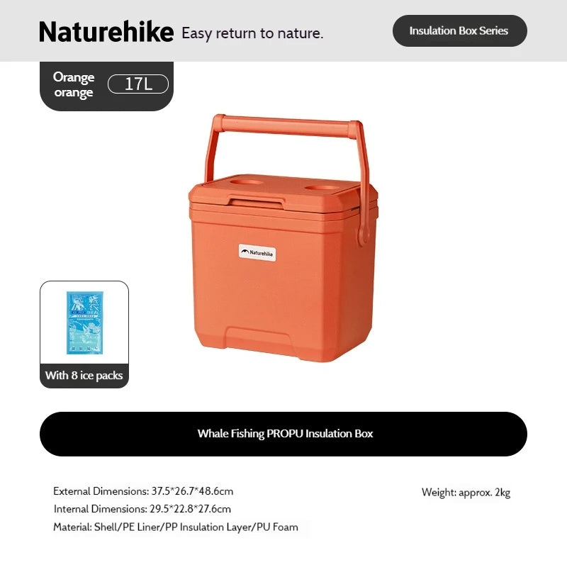 Naturehike Outdoor Camping Cooler Box 17/24/36L Insulated Ice Bucket Portable Car PU Refrigerator Large Capacity Pulley Ice Box