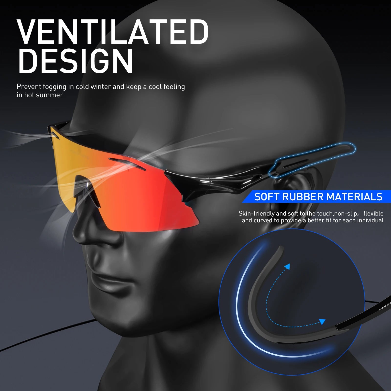 Kapvoe UV400 Fashion Sunglasses Men MTB Bike Cycling Glasses Eyewear Women Bike Outdoor Sports Night-riding glasses for racing