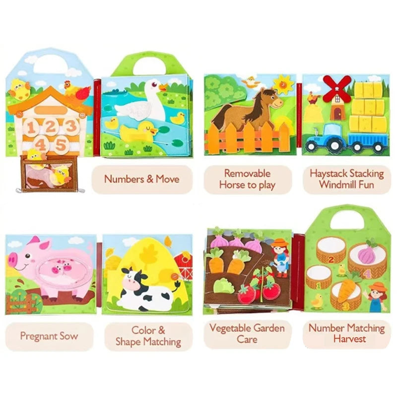 Busy Board Montessori Toys For Toddlers Farm Animal Story Busy Book Sensory Toy Preschool Learning Fine Motor Travel Activities