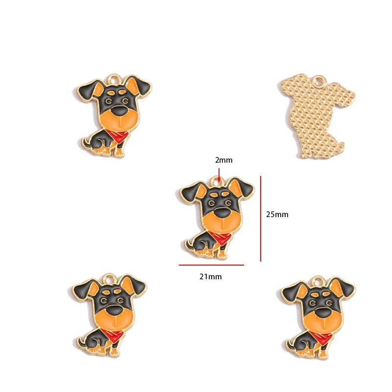 12pcs Alloy Drip Oil Cute Pet Dog Jewelry DIY Pendant Earrings Necklace Accessories Keychain Pendant Handmade