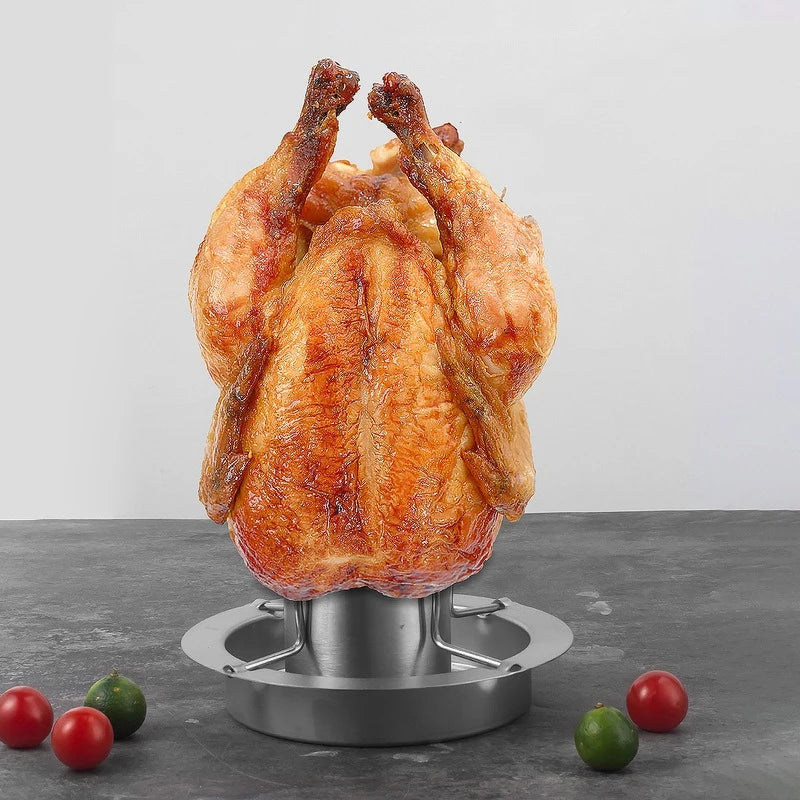 Stainlness Steel Roasting Grill Stand Outdoor Portable Chicken Roaster Rack Removable Non-stick Grilled Chicken Plate BBQ Tool