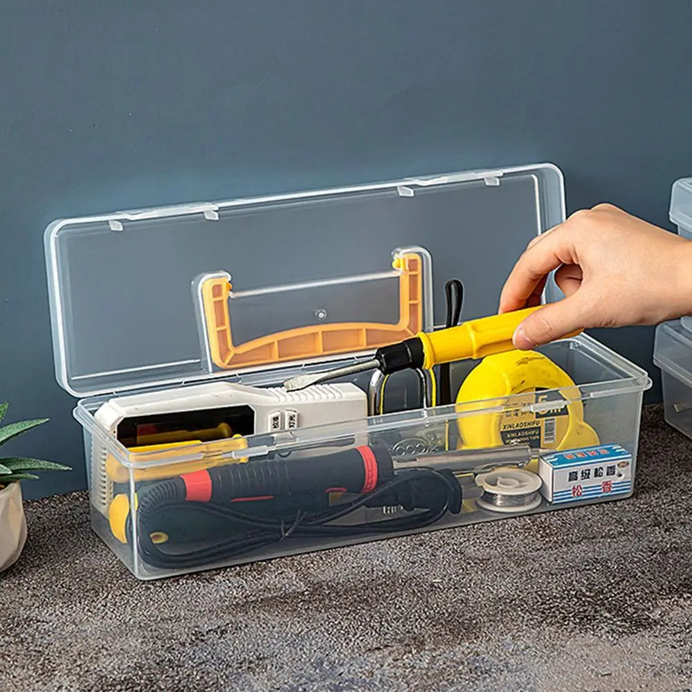Portable Plastic Hardware Tool Box Transparent Tool Organizer Tool Storage Box Household Toolbox Parts Box