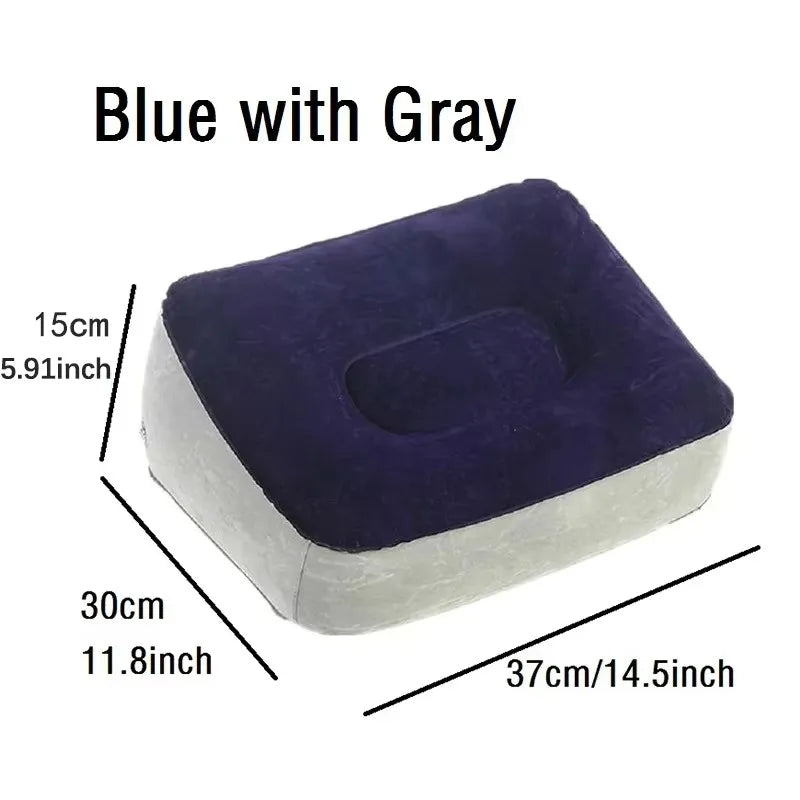 Inflatable PVC Footrest Pillow Air Cushion for Travel Office Home Leg up Relaxing Foot Rest under Desk Support