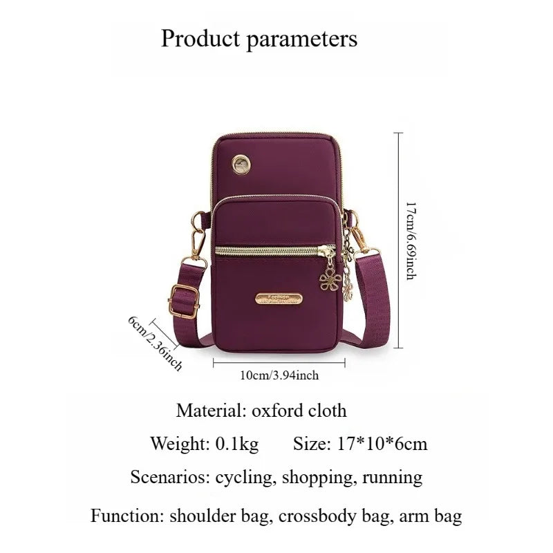 New Women's Phone Bag Three-Layer Crossbody Bag Outings Fabric Bag Arm Bag