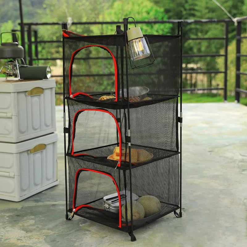 3/4 Layers Foldable Hanging Mesh Anti-insect Drying Storage Net Rack Drying Folding Net Camping Sun-dried Fish Drying Net Rack