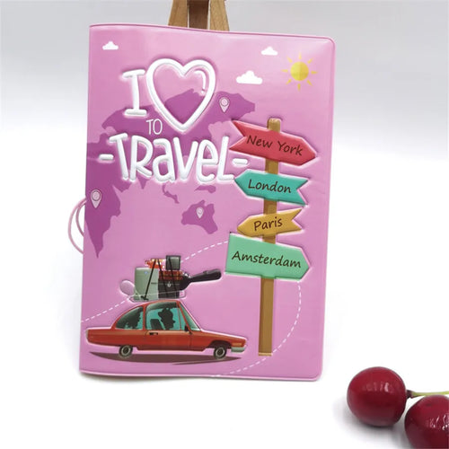 1 Piece I Love Travel 3D PVC Passport Case/Cover Passport Holder/Wallet School Supplies Stuff for Students