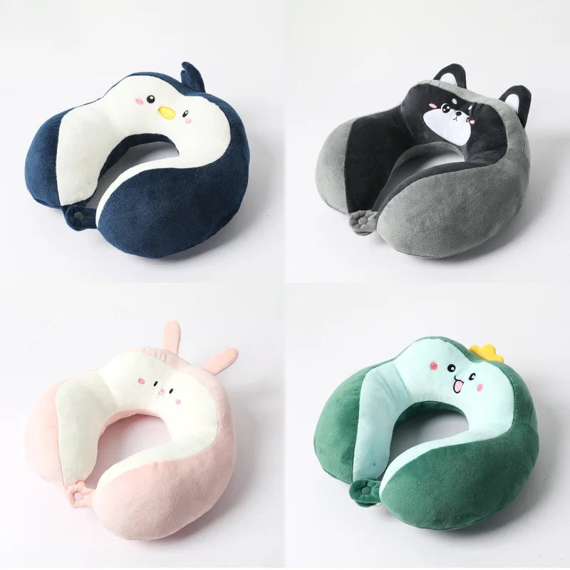 Wholesale Strawberry Bear Micro Fiber Soft Fluffy U Shape Pillow For Airplane Rest
