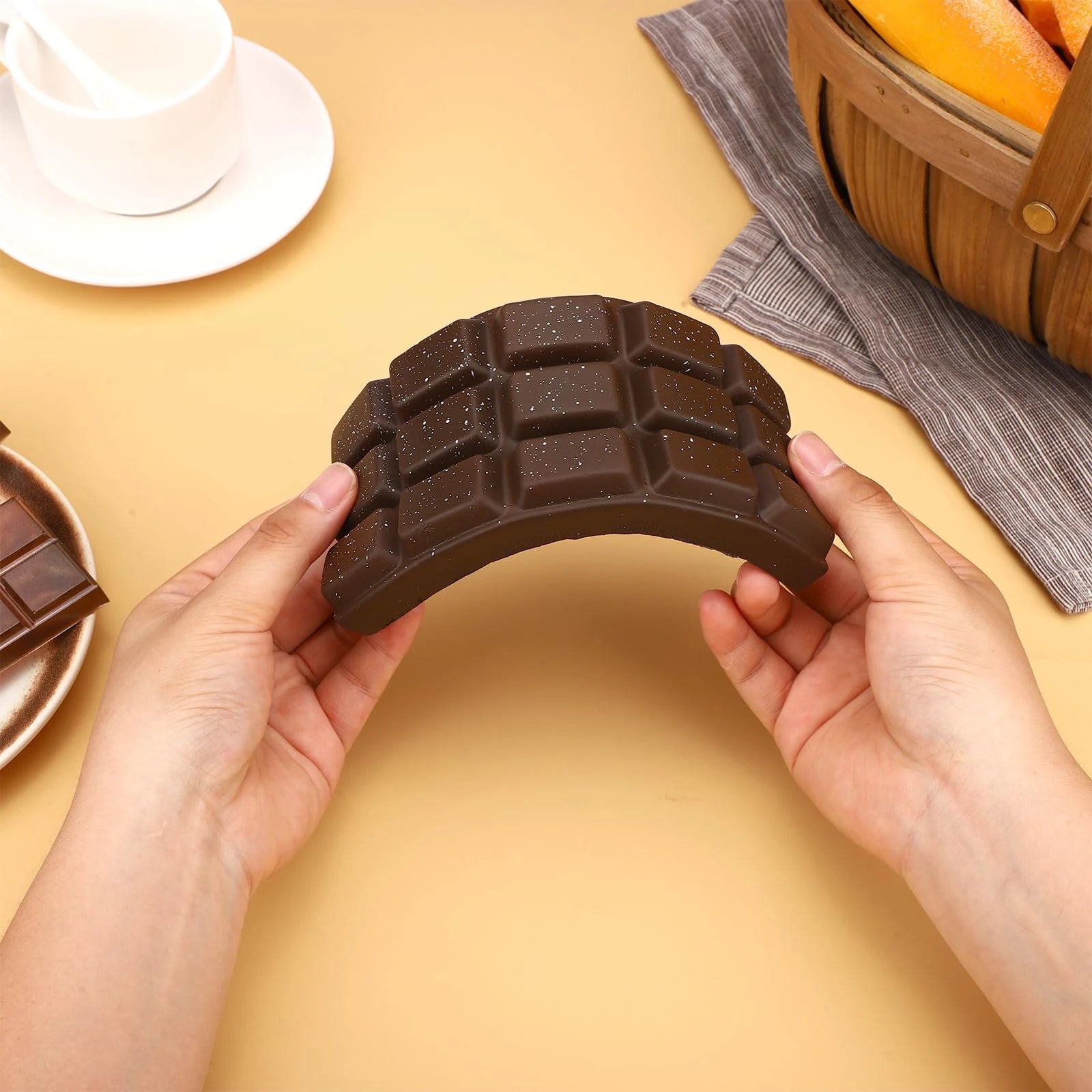 Soft Chocolate Bar Stress Relief Toy Large Squishy Fidget Toy Flexible Squeeze Sensory Toy Funny Gift for Kids and Adults