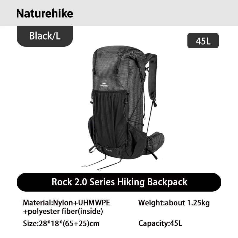 Naturehike Rock 2.0 Outdoor 30L 45L 60L Frame Backpack Travel Large Capacity Hiking Waterprof Mochila Aluminum Rain Cover Climb