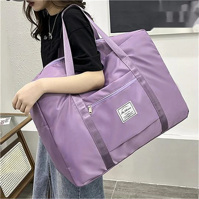 Large Capacity Foldable Travel Bag Waterproof Duffel Bag Lightweight Luggage Tote Handbag Gym Yoga Storage Shoulder Bag For Wome