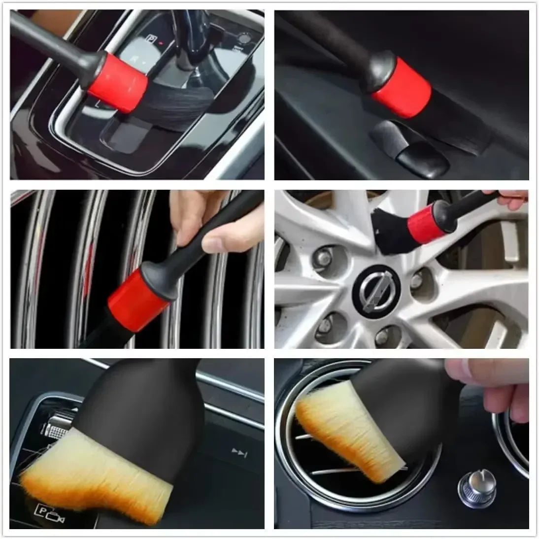 5/6Pcs Car Wash Care Interior Detailing Brush Set cleaning Air Outlet wheel Rims dashboards vents Clean Brushes Auto Accessories