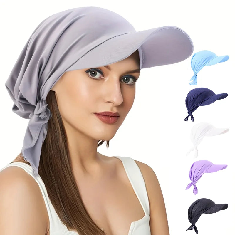 Summer Bandana Breathable UV Protection Cycling Turban With Brim Men Women Outdoor Sunscreen Fishing Headscarf Beach Sun Hat