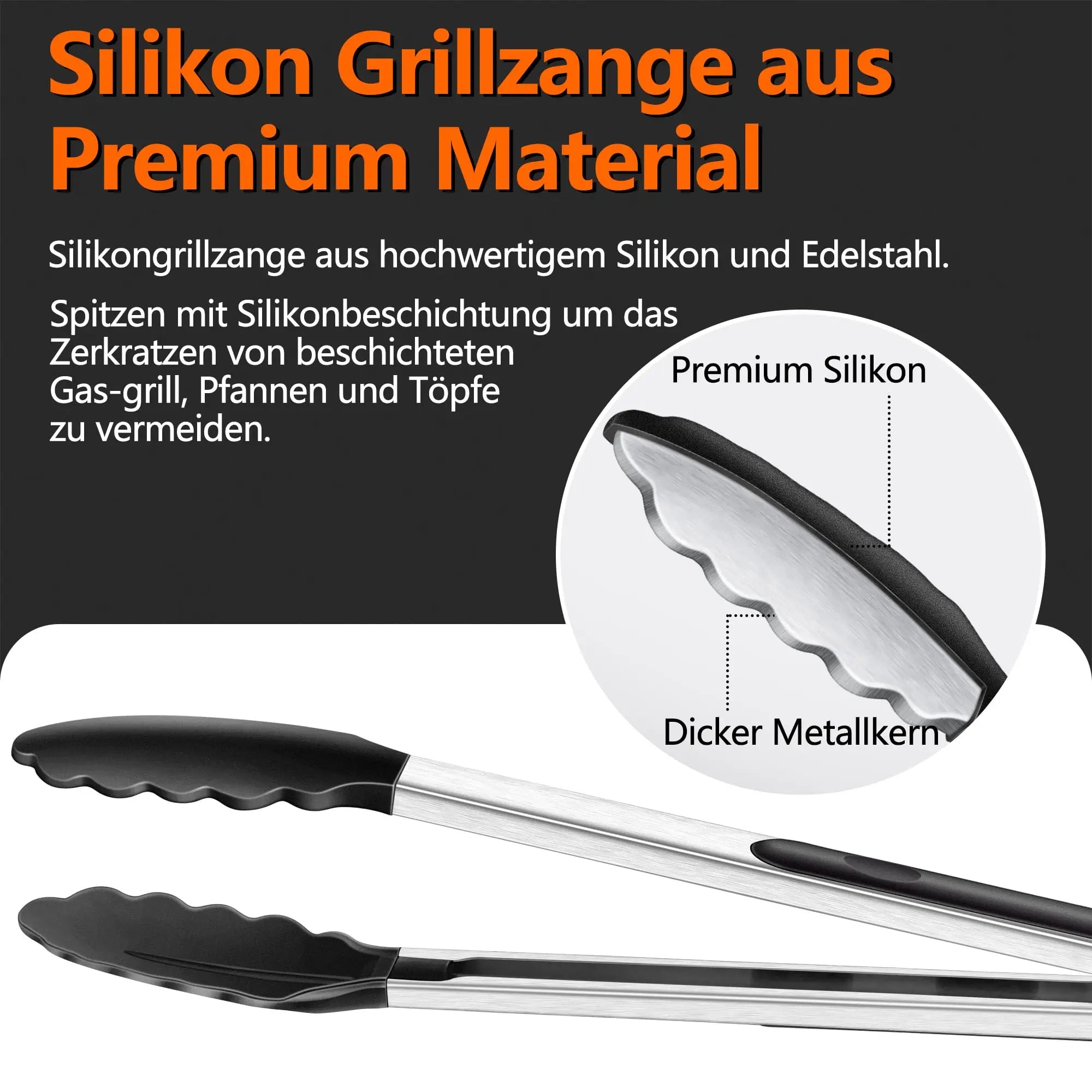 Silicone Food Tongs Heat Resistant Stainless Steel Kitchen Clip Non Slip for Home Kitchen Restaurant BBQ Outdoor Camping Steak
