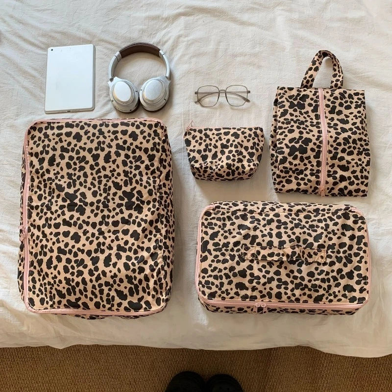 1PCS Leopard Print Travel Packing Cubes cosmetic shoes Clothes Organizers for Suitcase Luggage Storage Bags & Drawer Organizers