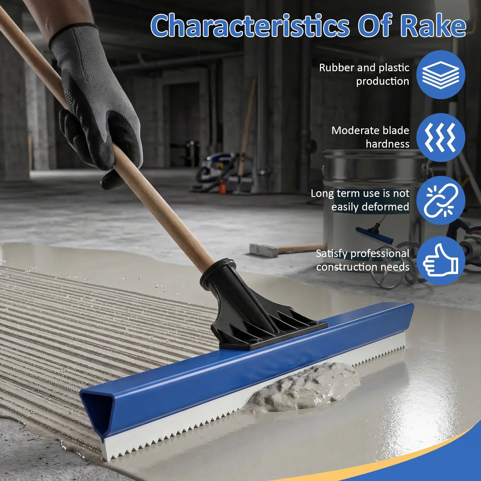 2Pcs 16 Inch Notched Squeegee Epoxy Floor Squeegee Toothed Self Leveling Tool for Professional Project Home DIY Renovation Work