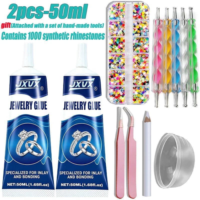 50ml Transparent Jewelry Glue, Multipurpose Rhinestone Adhesive, Strong Hold for Creating Jewelry with Crystals, Gems and Beads, and Craft Projects for the European Market