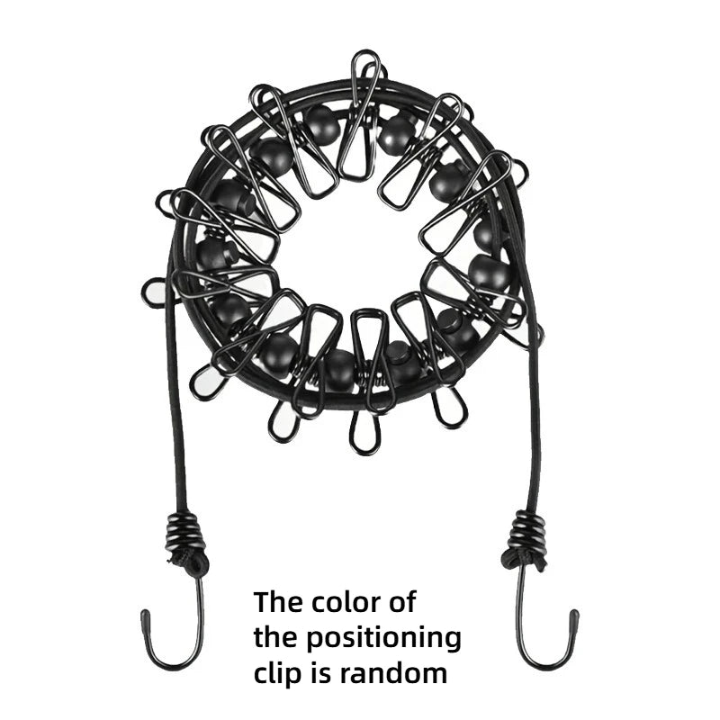 Portable Travel Clothesline with 12 Clips Plastic Non-Slip Retractable Clothes Drying Rope for Home Travel and Outdoor Hanging