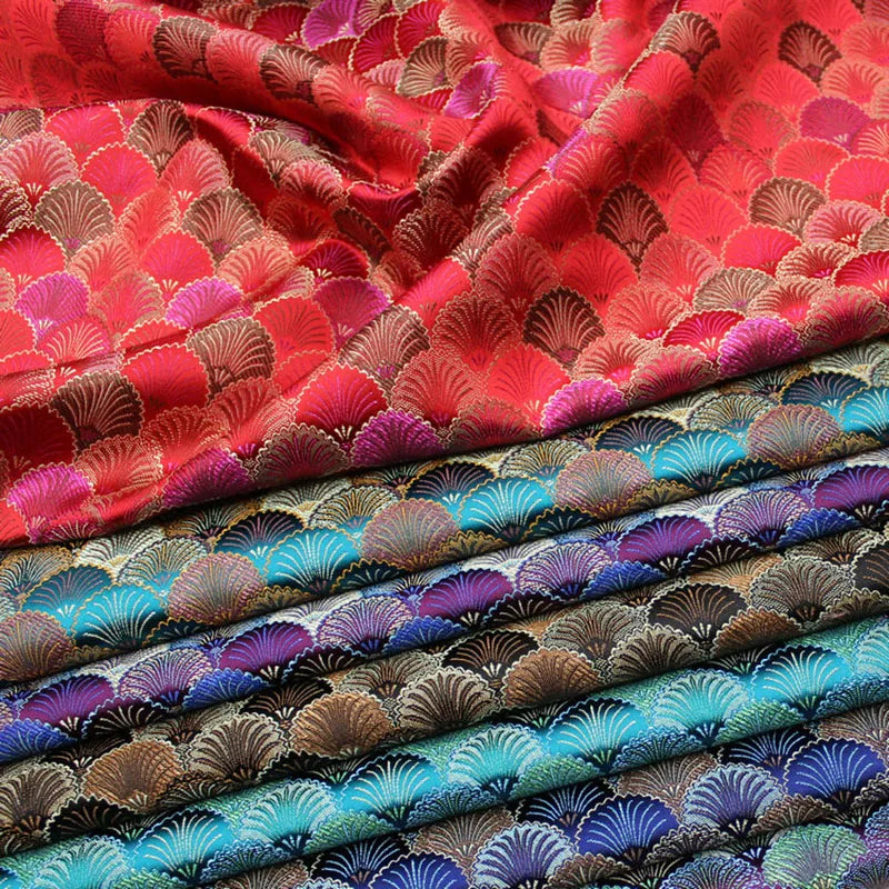 50x75cm Brocade Jacquard Fabric Ginkgo Leaf Design Faux Silk Material For Hanfu Mongolian Robe Cheongsam Costume DIY