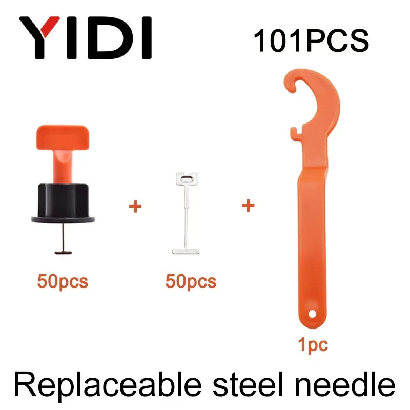 51/151/401/701pcs Tiles Leveling System Level Wedges Tile Cross Spacer Locator Resuable Replaceable Steel Heedle Leveler Tools