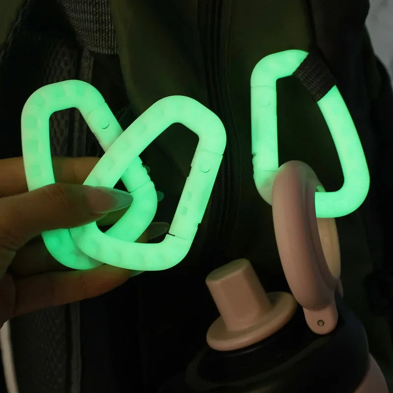 Luminous Lightweight Hook Glow in The Dark Outdoor Climbing Camping Backpack Tactical Hanging Buckle Ring D EDC Equipment Tools