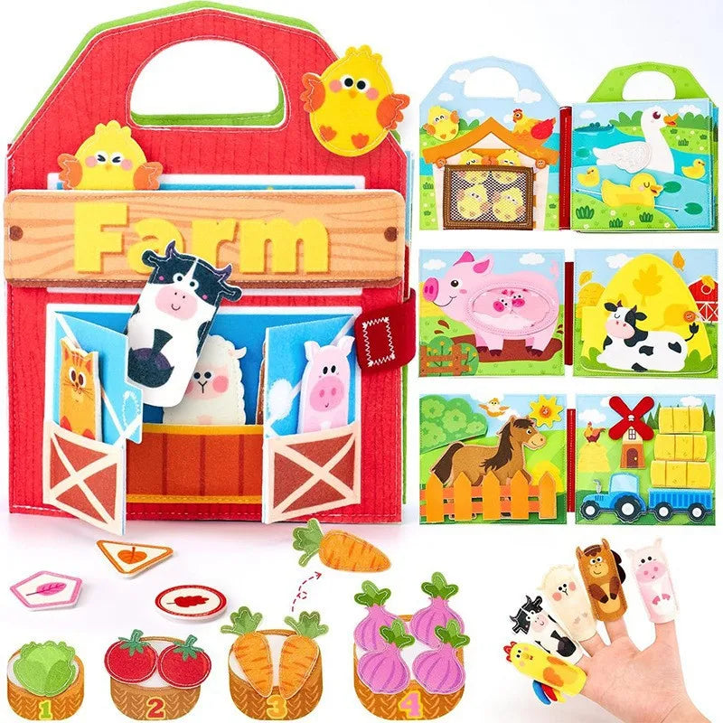 Busy Board Montessori Toys For Toddlers Farm Animal Story Busy Book Sensory Toy Preschool Learning Fine Motor Travel Activities