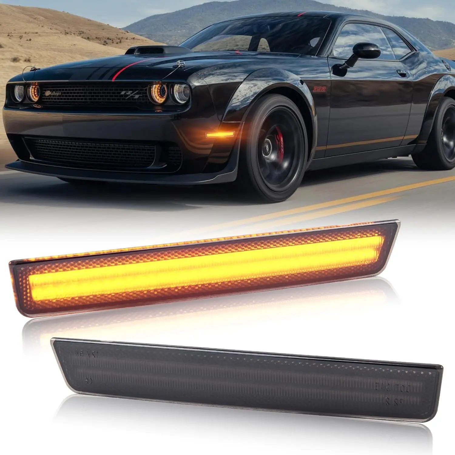 For Dodge Challenger 2015 2016 2017 2018 2019 2020 2021 2022 2023 Auto Front Rear LED Side Marker Light Lamps