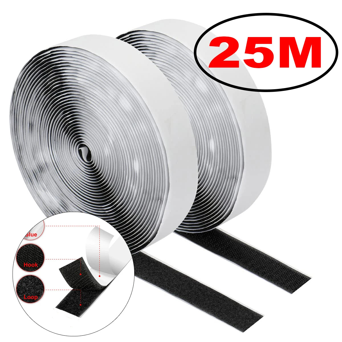 1-25M Velcros Self Adhesive Hook and Loop Fastener Tape House Diy Magic Tap Auto Double Sided Roll Strong Glue Home Strap Strips