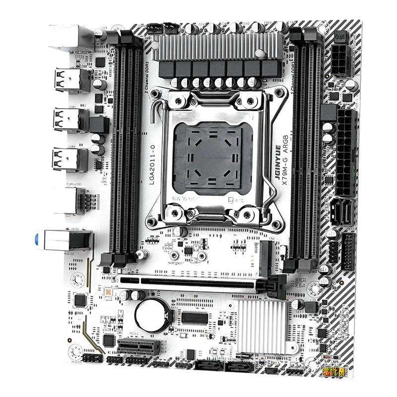 JGINYUE X79 LGA 2011 PC Assembly Set TPM 2.0 PIN M-ATX Motherboard Kit with Xeon E5 2680 V2 CPU and DDR3 32GB 1600MHz Memory Set