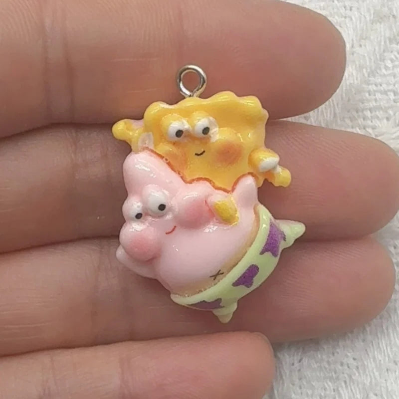 10pcs cartoon resin pendant, DIY jewelry making earrings, keychain accessories