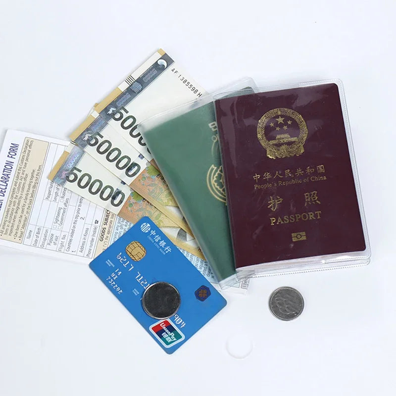 1-10PCS Travel Dirt Protection Passport Cover Wallet Purse PVC Transparent Women ID Business Credit Card Passport Bag Pouch