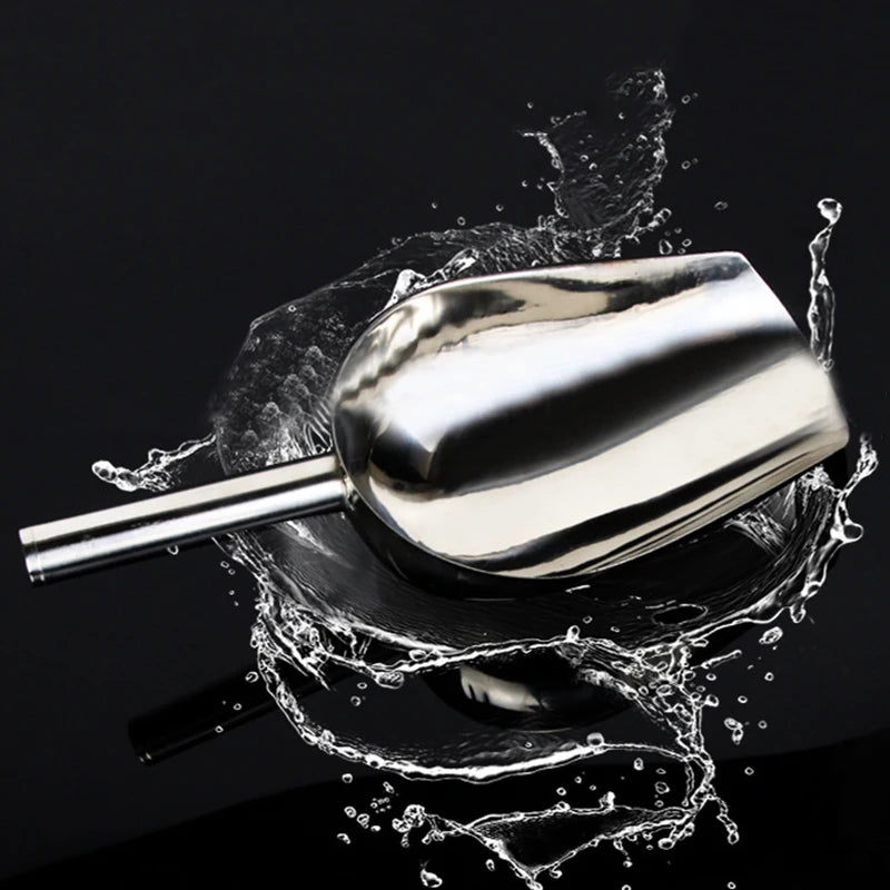 8/9/10/11inch Stainless Steel Ice Scoop Party Bar Buffet Kitchen Sugar Flour Dry Goods Shovel Ice Cube Spoon Kitchen Accessories