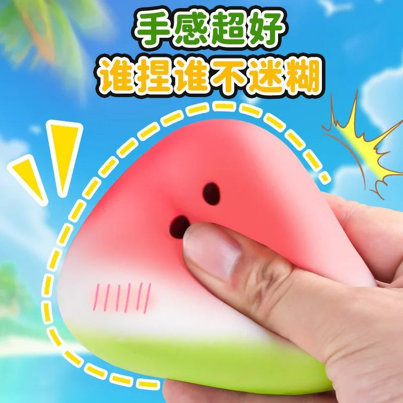 Watermelon Squishy Toys Slow Rising Ice Skin Handheld Stress Relief Anxiety Venting Fidget Toys Kids Adults Super Soft