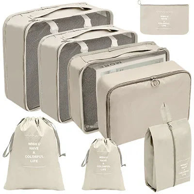 8/9PCS Set Packing Cubes For Travel Waterproof Clothes Underwear Shoes Toiletries Organizer Tidy Pouch Travel Storage Bag
