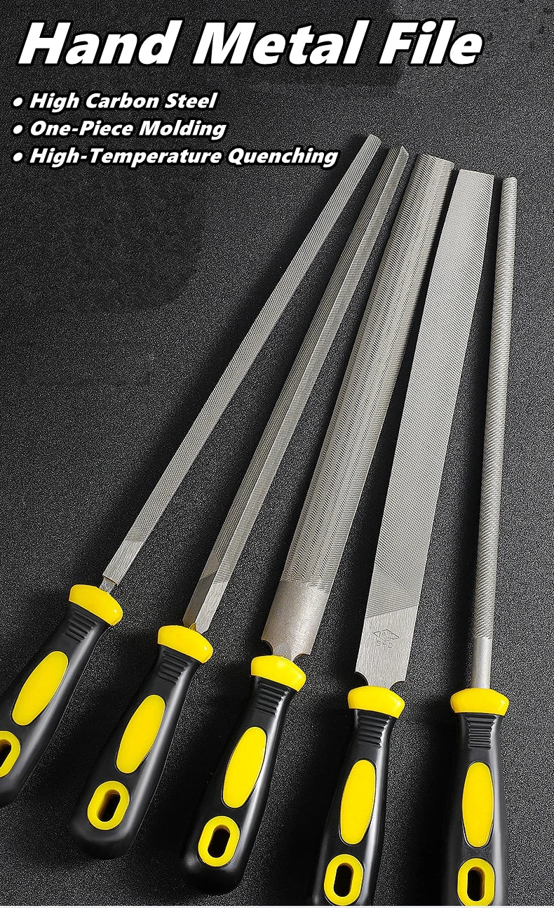 6/8/10 inch High Carbon Steel File, Files Tools for Metal Wood and Stone Trimming, Shaping, Bastard File with Uniform Teeth