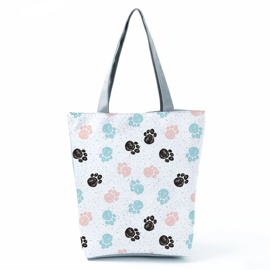 Fashion Dogs Paws Handbags Printed Love Dogs Shopping Bag Casual Women Shoulder Bag Summer Kawaii Female Tote Travel Beach Bag