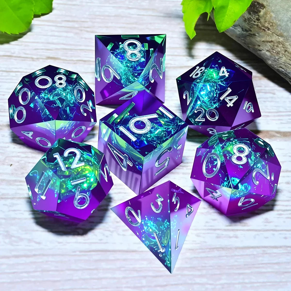 DND Resin Dice 7-Piece Set for Dungeons and Dragons DND 5e RPG Gift, Board Game Tabletop Role Playing Dice Game, Birthday Gift,