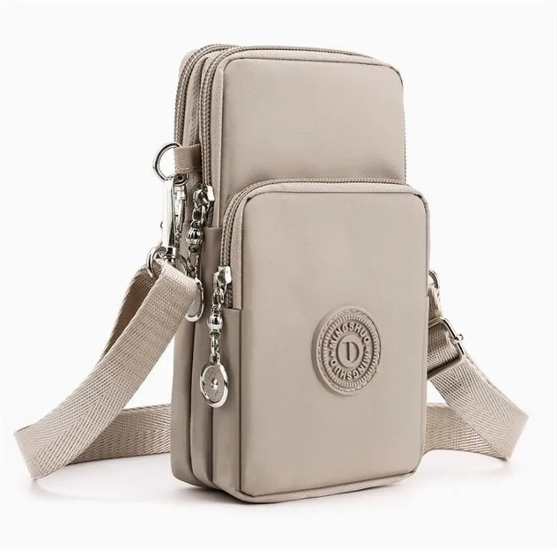 Stylish Beige Multi Pocket Crossbody Sling Bag Lightweight Phone Purse with Adjustable Strap Shoulder Bag for Women Everyday Use